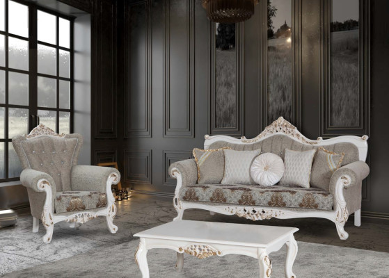 Sofà classico con design Chesterfield per l'area soggiorno Area soggiorno grigia