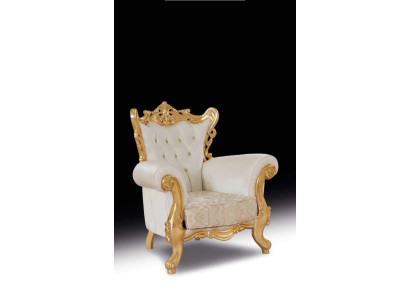 Chesterfield Sedia Bianco Divano 1 Posto Legno Tessuto Divani Imbottiti Nuovo