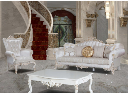 Poltrona Bianca Soggiorno Design Tessile Stile Chesterfield Italiano