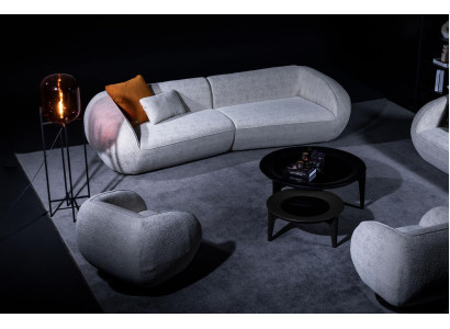 Gruppo di divani di lusso grigio a quattro posti, poltrona di lusso, divano in tessuto.