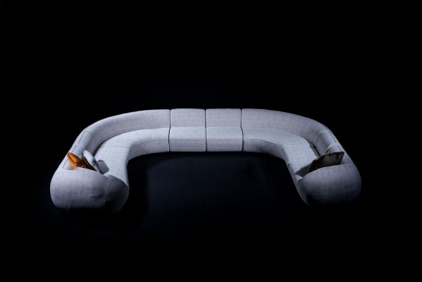 Divano a forma di U design lussuoso per salotto moderno, tessile divano d'angolo.