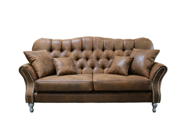 Vintage Chesterfield Set di divani in pelle con 3 posti e 1 poltrona.