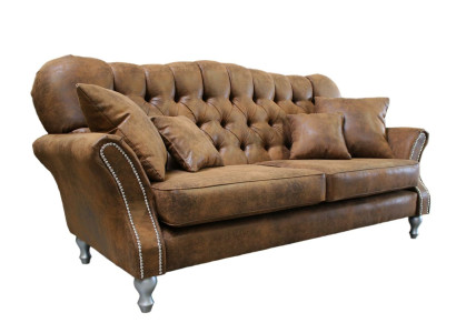 Vintage Chesterfield Set di divani in pelle con 3 posti e 1 poltrona.