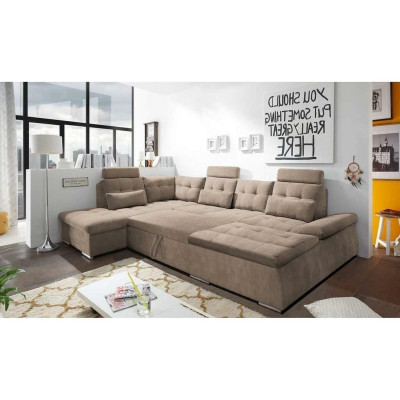 Funzione letto divano a forma di L design divano imbottito tessuto moderno