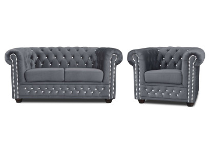 Chesterfield set di divani 2+1 posti design divano imbottito divano set nuovo