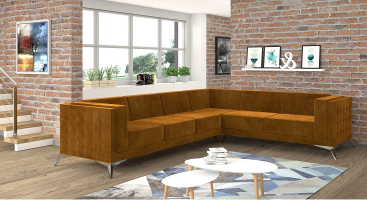 Divano ad angolo in tessuto a forma di L, divano per soggiorno, set di design di divani moderni.