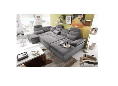 Design divano ad angolo in tessuto a L con funzione letto, divano e cuscini moderni