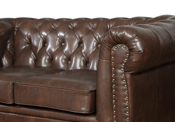Divano in pelle Divano Sofà Set 3+2 posti Divano design Chesterfield