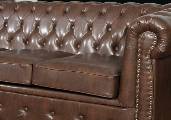 Divano in pelle Divano Sofà Set 3+2 posti Divano design Chesterfield