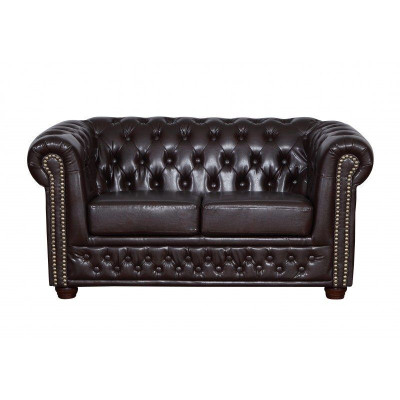 Chesterfield Set Divano Poltrona Design in Pelle Tessuto Suite 3+2 Sofa