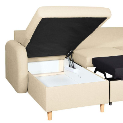 Divano d'angolo, divano imbottito, divano, divano a L, funzione letto, tessuto in materiale tessile