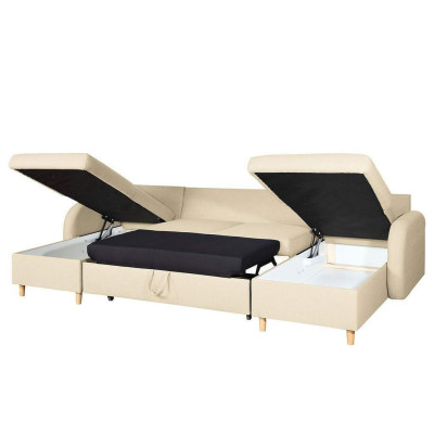 Divano d'angolo, divano imbottito, divano, divano a L, funzione letto, tessuto in materiale tessile