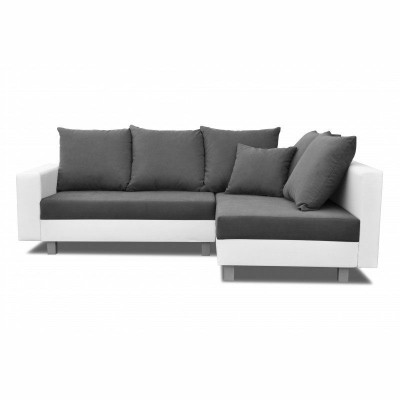Divano Angolare Design a L con Funzione Letto, Seduta in Tessuto con LED.