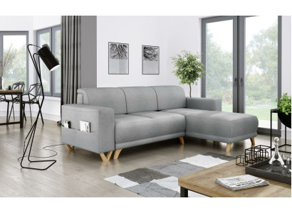 Divano ad angolo design a L con funzione letto, divano, divano letto imbottito in tessuto.