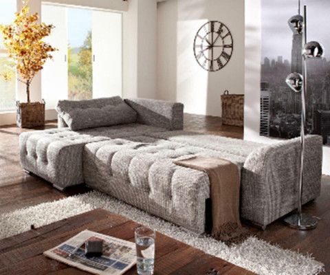 Divano a L in pelle, divano, divano componibile, set design sofisticato divano moderno con penisola.