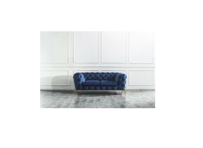 Lusso Divano a 2 posti in pelle con stoffa Chesterfield Set di divani imbottiti nuovo.