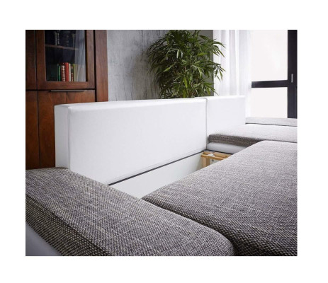 Divano angolare design con funzione letto, nuovo divano imbottito tessile.