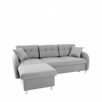 Divano angolare design con funzione letto, divano imbottito da salotto.