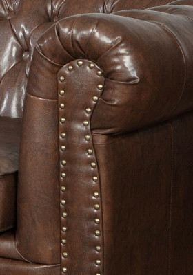 Chesterfield divano a 3 posti in pelle, divano imbottito, divano a tre posti.