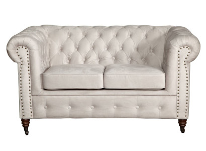 Divano Chesterfield a 2 posti in tessuto tessile, design elegante.