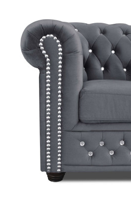 Chesterfield Tessuto Divano Imbottito 2 posti Divani Neri Bicchieri Due posti Nuovo