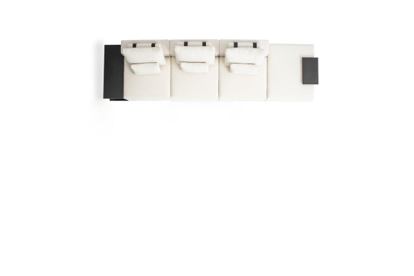 Divano in tessuto bianco a cinque posti per la zona giorno, divano imbottito reclinabile.