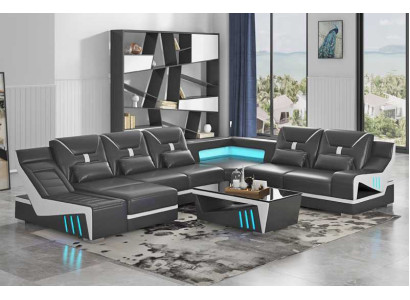 Sistema di sedute divano a forma di U divano design divano nero divano d'angolo.