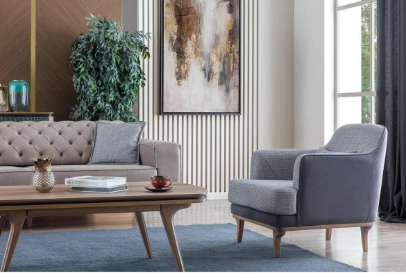 Set soggiorno moderno di lusso 4 pezzi. Divano a 4 posti, poltrona, tavolino, mobili nuovi.