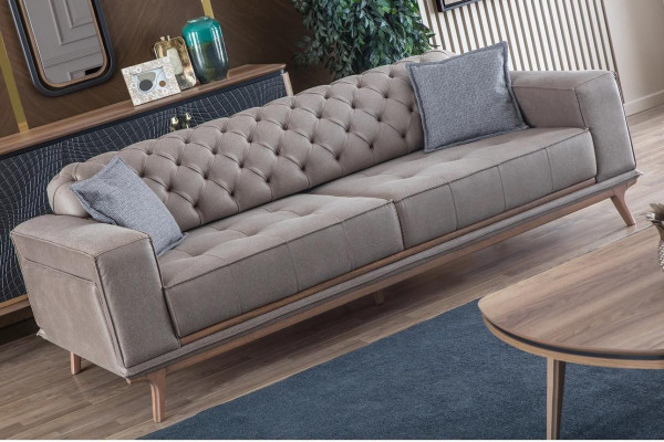 Set soggiorno moderno di lusso 4 pezzi. Divano a 4 posti, poltrona, tavolino, mobili nuovi.