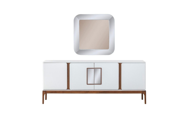 Set da pranzo di lusso Tavolo da pranzo 4 sedie Madia Specchio 7 pezzi Moderno