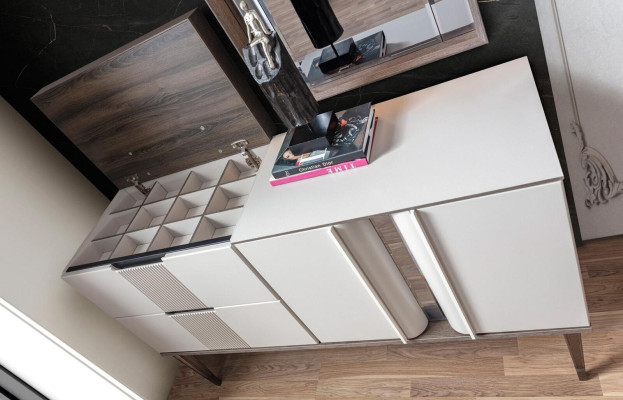 Design toletta con specchio Arredamento di lusso per la camera da letto 2 pezzi. Stile