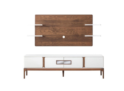 Set soggiorno in stile, parete attrezzata 2 pezzi, credenza, pannello TV per parete soggiorno.