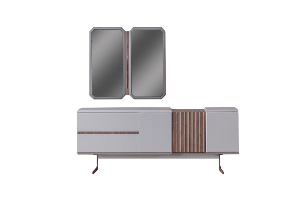 Esclusivo buffet per sala da pranzo 2 specchi, cassettiera in stile 210 cm legno 3 pezzi.