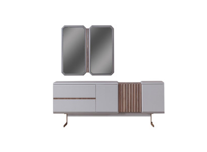 Esclusivo buffet per sala da pranzo 2 specchi, cassettiera in stile 210 cm legno 3 pezzi.