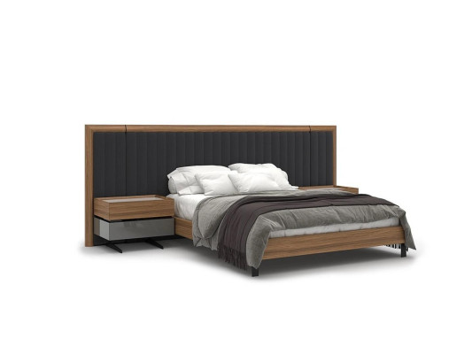 Set da camera da letto 3 pezzi Letto matrimoniale Moderno 2 comodini Design in legno Completo
