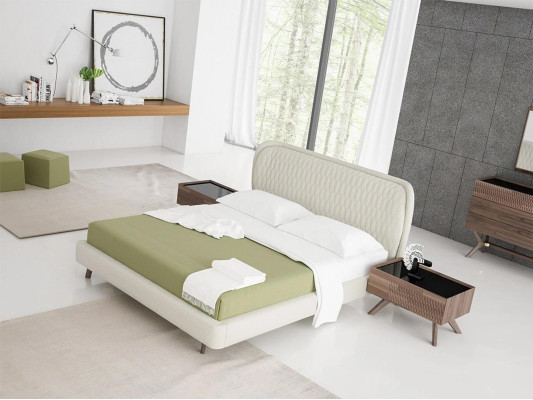Set da camera da letto 5 pezzi Lucido Letto matrimoniale di lusso 2 comodini di lusso Comò con specchio