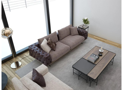 Set soggiorno modern 2 pezzi 2x divano tre posti poltrona mobili imbottiti di lusso.