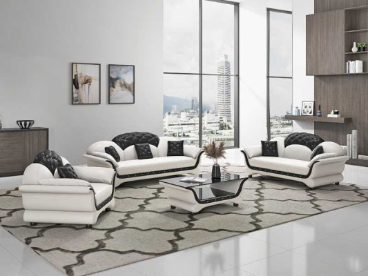 Divano in pelle nera divano completo 3 pezzi.