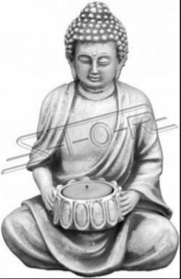 Statua di Buddha, portacandele per candele tealight, grande scultura da giardino.