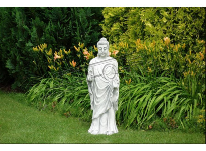 Scultura decorativa di Buddha in stile pietra. Grande figura scultorea per il giardino.