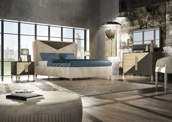 Camera da letto set di 3 pezzi Letto 2x Letti Comodino Consolle Doppio Hotel