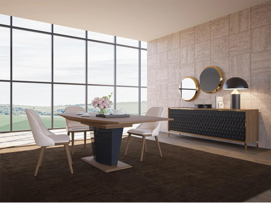 Gruppo da pranzo moderno Tavolo da pranzo Sala da pranzo 6 sedie Mobili in legno di lusso