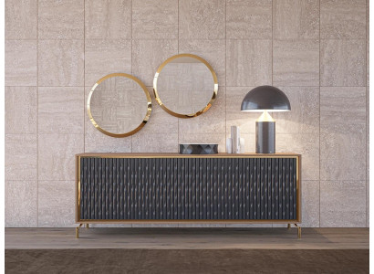 Sala da pranzo moderna Set da pranzo con credenza e 2 specchi Mobili in legno di lusso