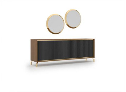 Sala da pranzo moderna Set da pranzo con credenza e 2 specchi Mobili in legno di lusso