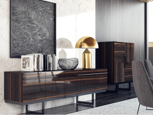 Set da pranzo 7 pezzi tavolo da pranzo di lusso 4 sedie cassettiera design credenza nuova