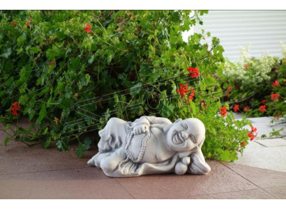 Figura di Buddha in stile pietra. Grande scultura decorativa da giardino.