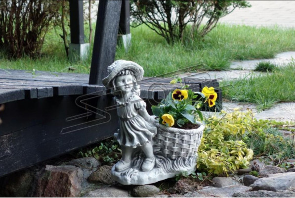 40cm Scultura decorativa Figura di design Statua Giardino Grigio Figure Statuette naturali