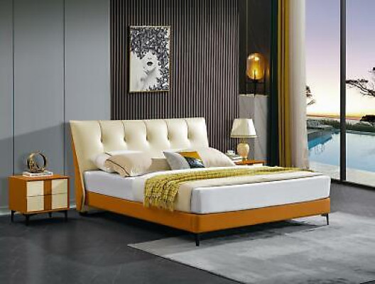 Letto in pelle Letto di lusso Letti matrimoniali Doppi Imbottito Hotel Set completo