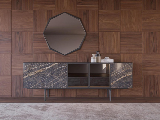 Sala da pranzo di lusso completa, tavolo da pranzo 4 sedie Arredamento con credenza e specchio.