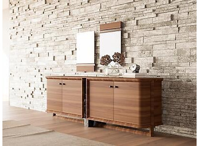 Sideboard di lusso completo con 2 specchi Design armadio in legno Mobili da sala da pranzo